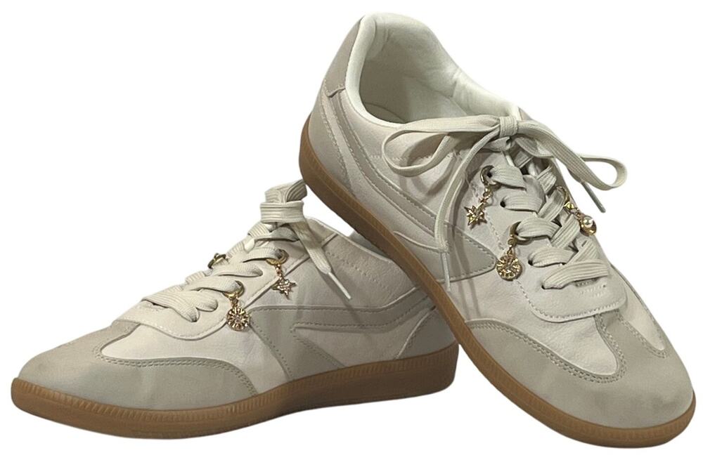 Dolce Vita Quantum Charm Lace-Up Oxford Sneakers Ivory Gray Womens 9.5